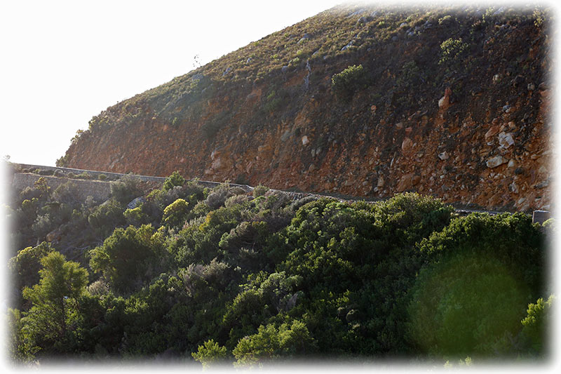 Driving along the scenic ocean drive Route 44 in South Africa